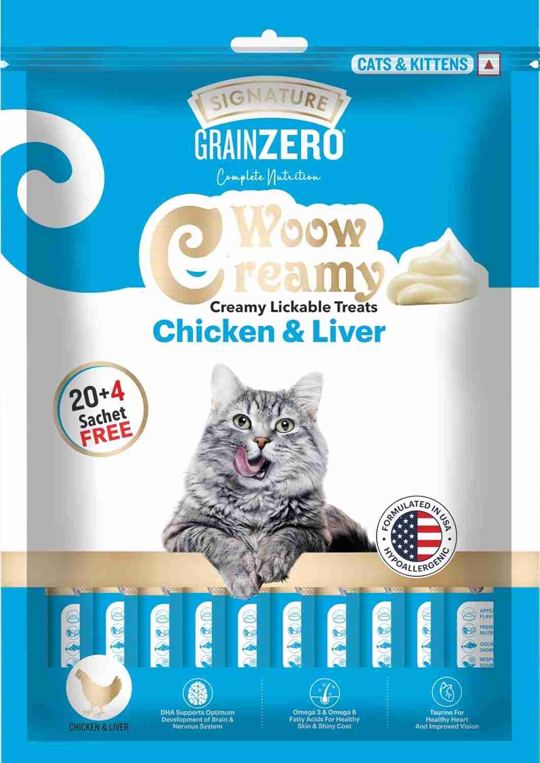 Grain Zero Chicken and Liver Lickable Creamy Cat Treats