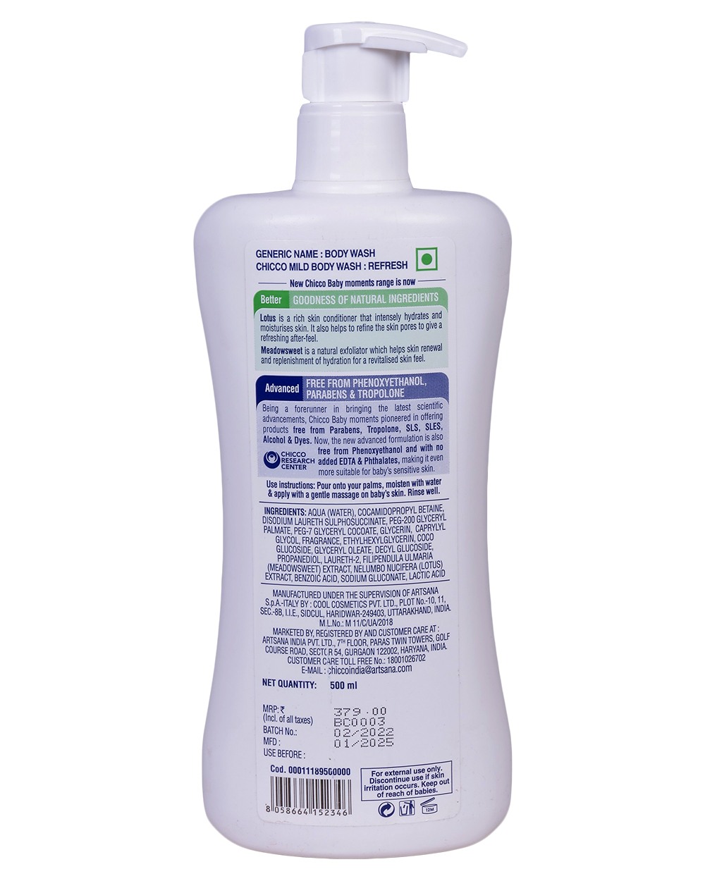 KIDS BABY WASH CHICCO CHICCO BM MILD BODYWASH REF 500ML
