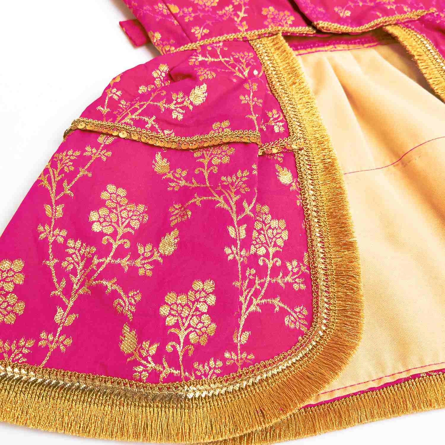 PawsIndia Traditional Royal Zari Dress for Dogs - Pink
