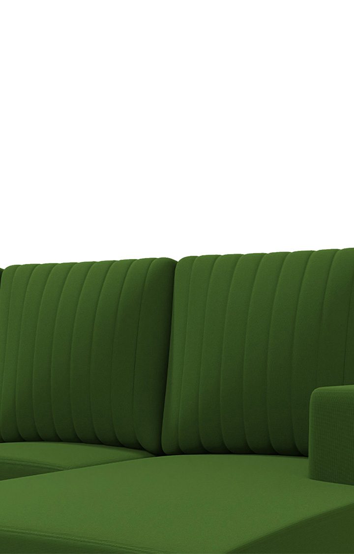 neudot Roman LHS Sectional Sofa for Living Room |6 Person Sofa|Premium Fabric with Cushioned Armrest | Solid Wood Frame|6 Seater in Emerald Green Color