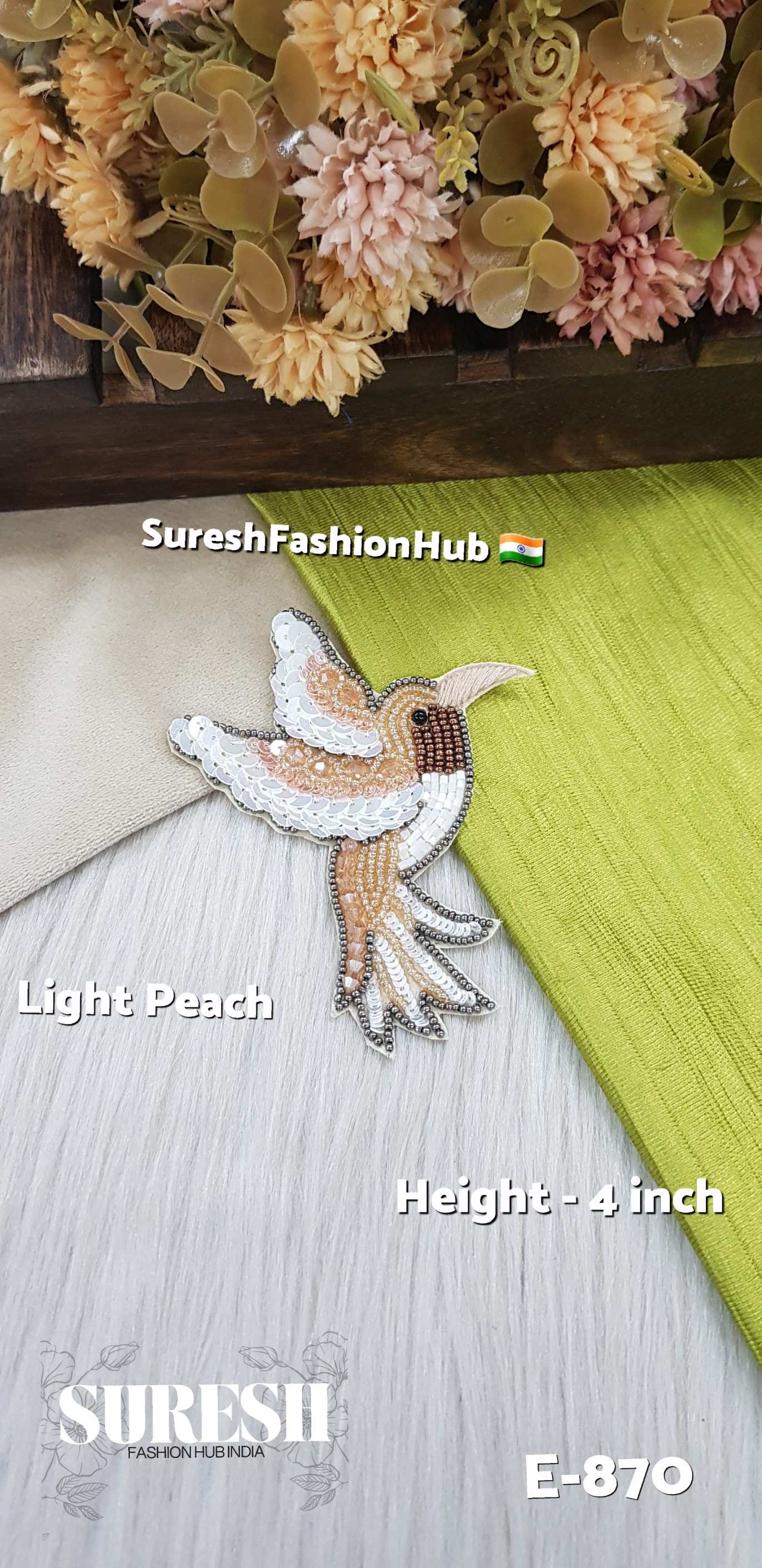 E-870 Light Peach Right Side Flying Bird Patch
