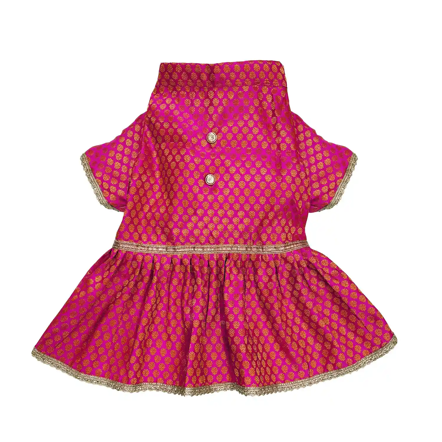 Pawsindia Traditional Royal Brocade Dress for Cats - Pink | Ethnic Festive Wear