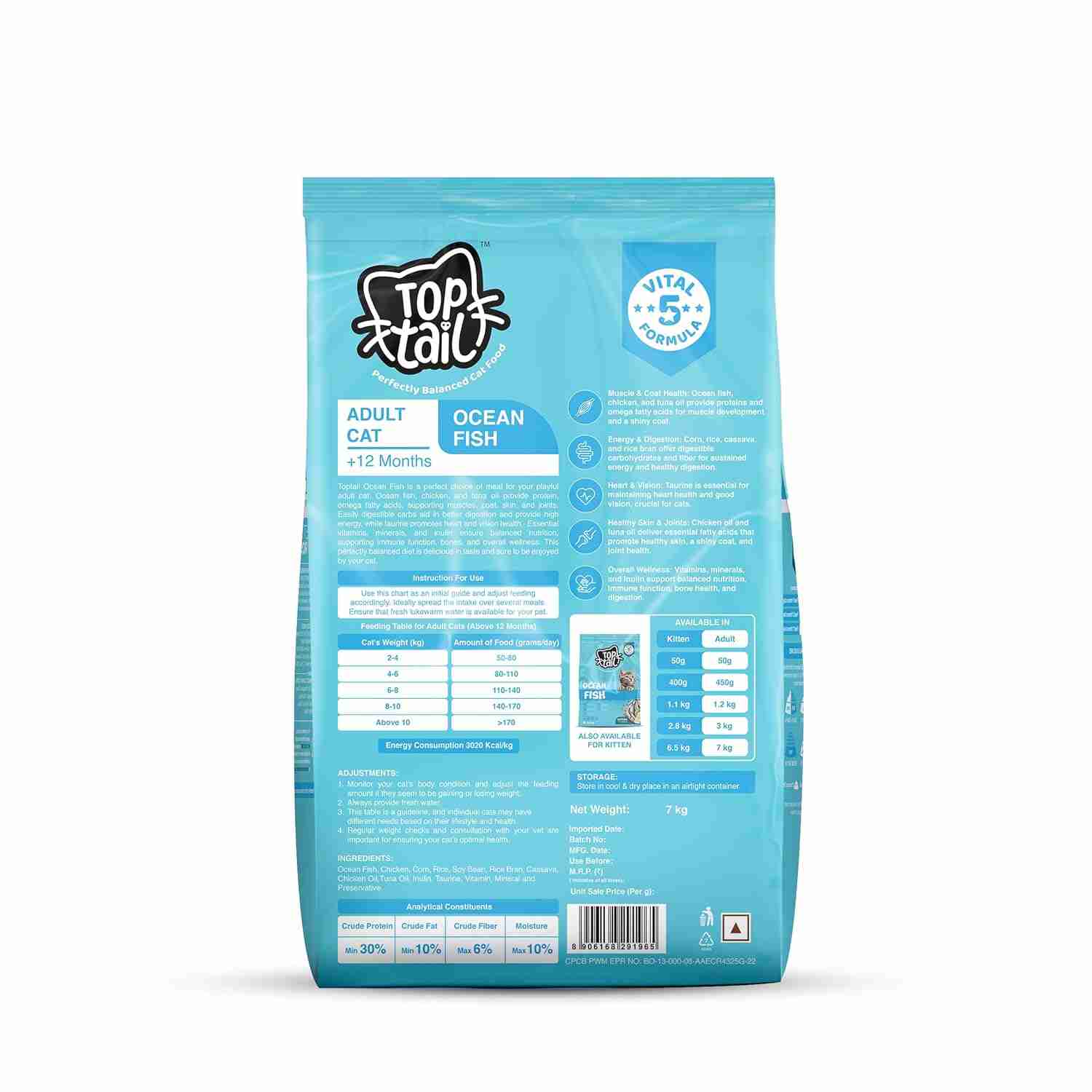 Top tail Ocean Fish Dry Food for Adult Cat