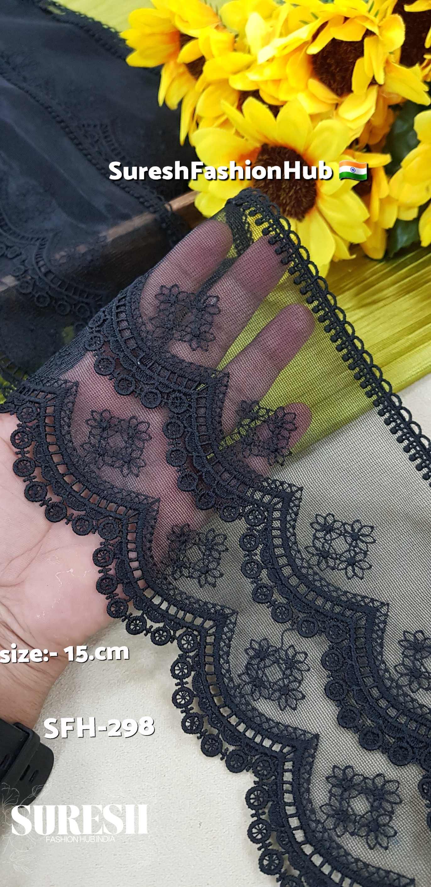 Deep Bloom Dual Scallop Lace – Black -SFH-298