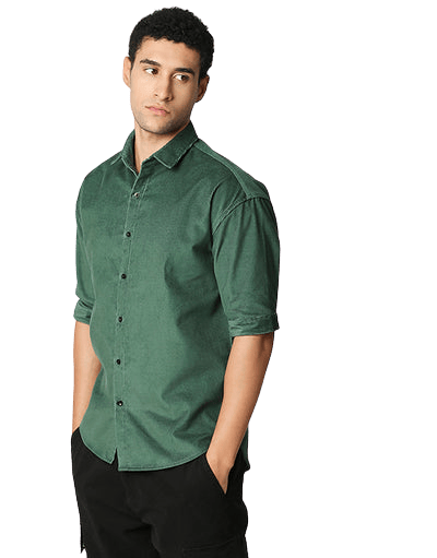Hemsters | Hemsters Men Solid Casual Green Shirt 1