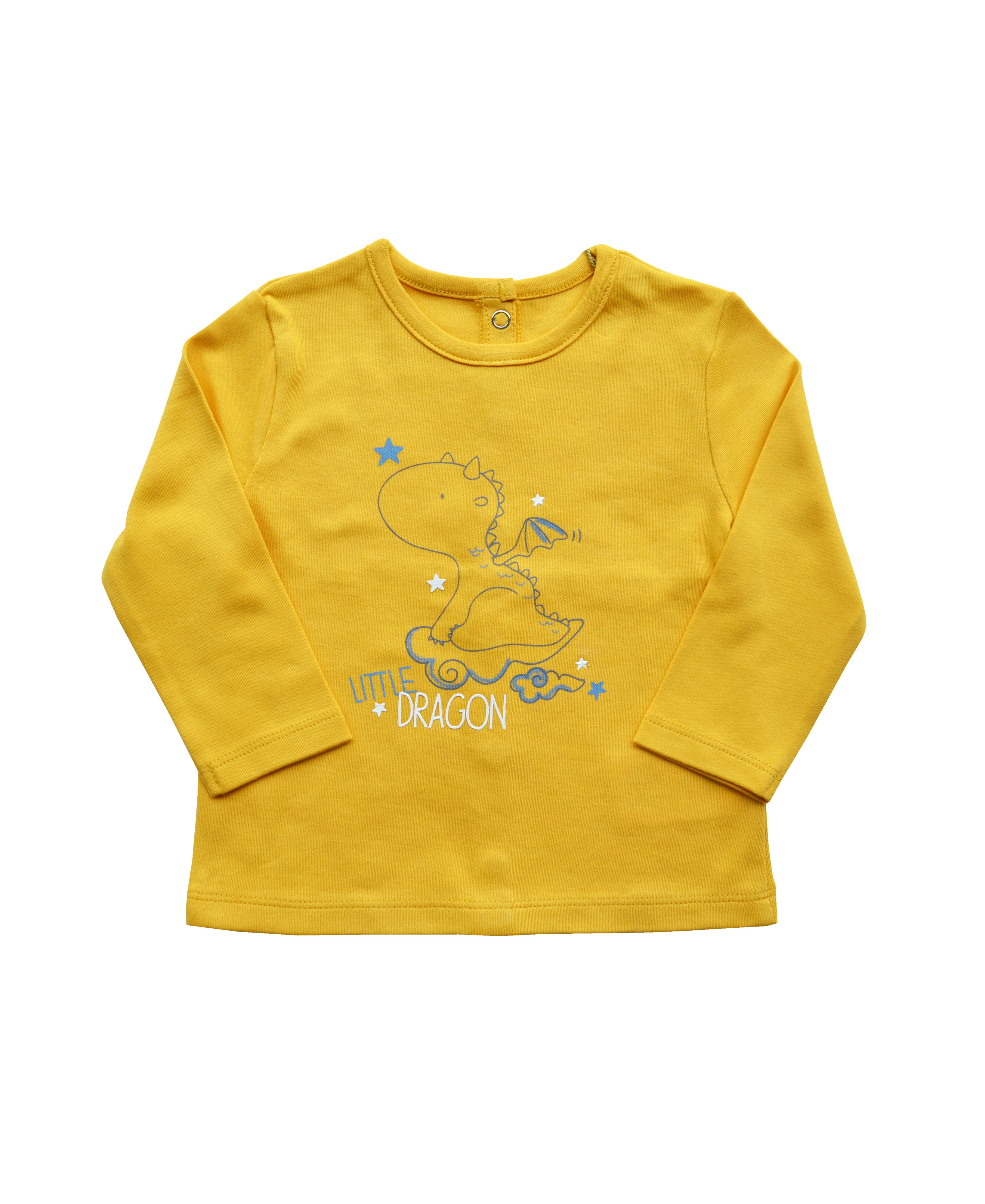 Babeez | Yellow T-Shirt with Little Dragon Print at chest (100% Cotton Interlock Biowash) undefined