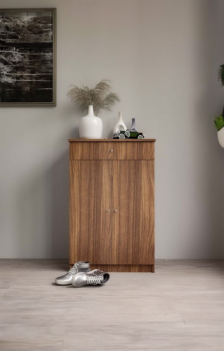 NEUDOT Eddie Engineered Wood Shoe Rack | Wood Shoe Storage | Space Organizer | Shoe Rack | for Living Room Home & Office |1 Year Warranty - Leon Teak