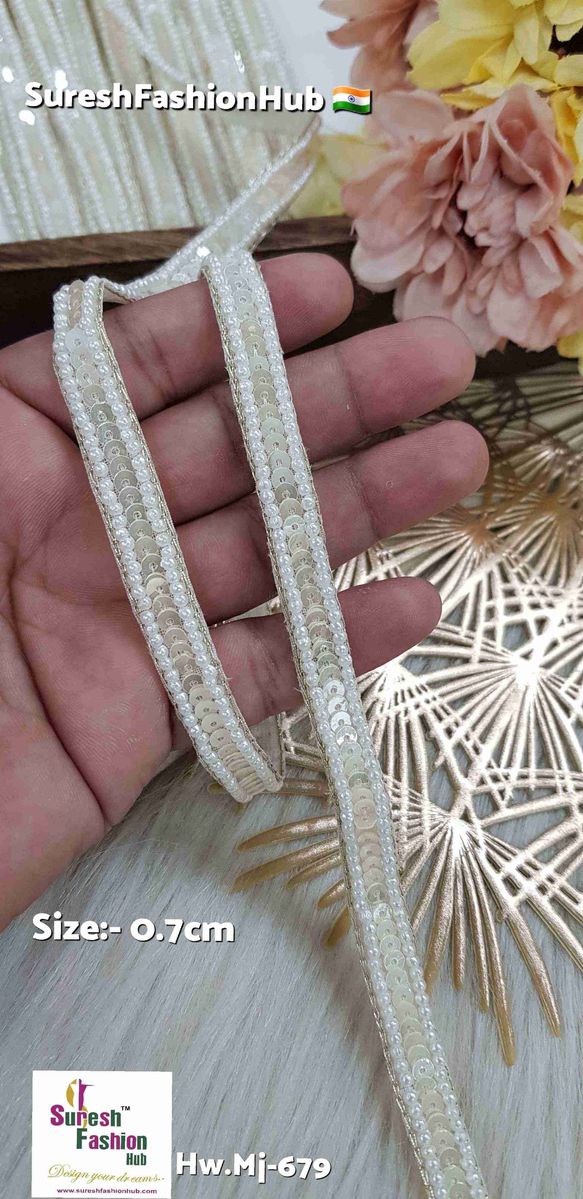 Handmade Pearl Border Sequence Lace