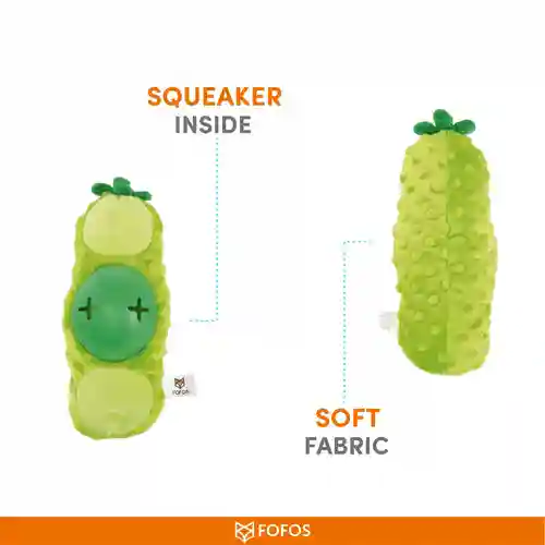 Barkbutler Fofos Cute Plush Treat Toy for Dogs, Green Bean