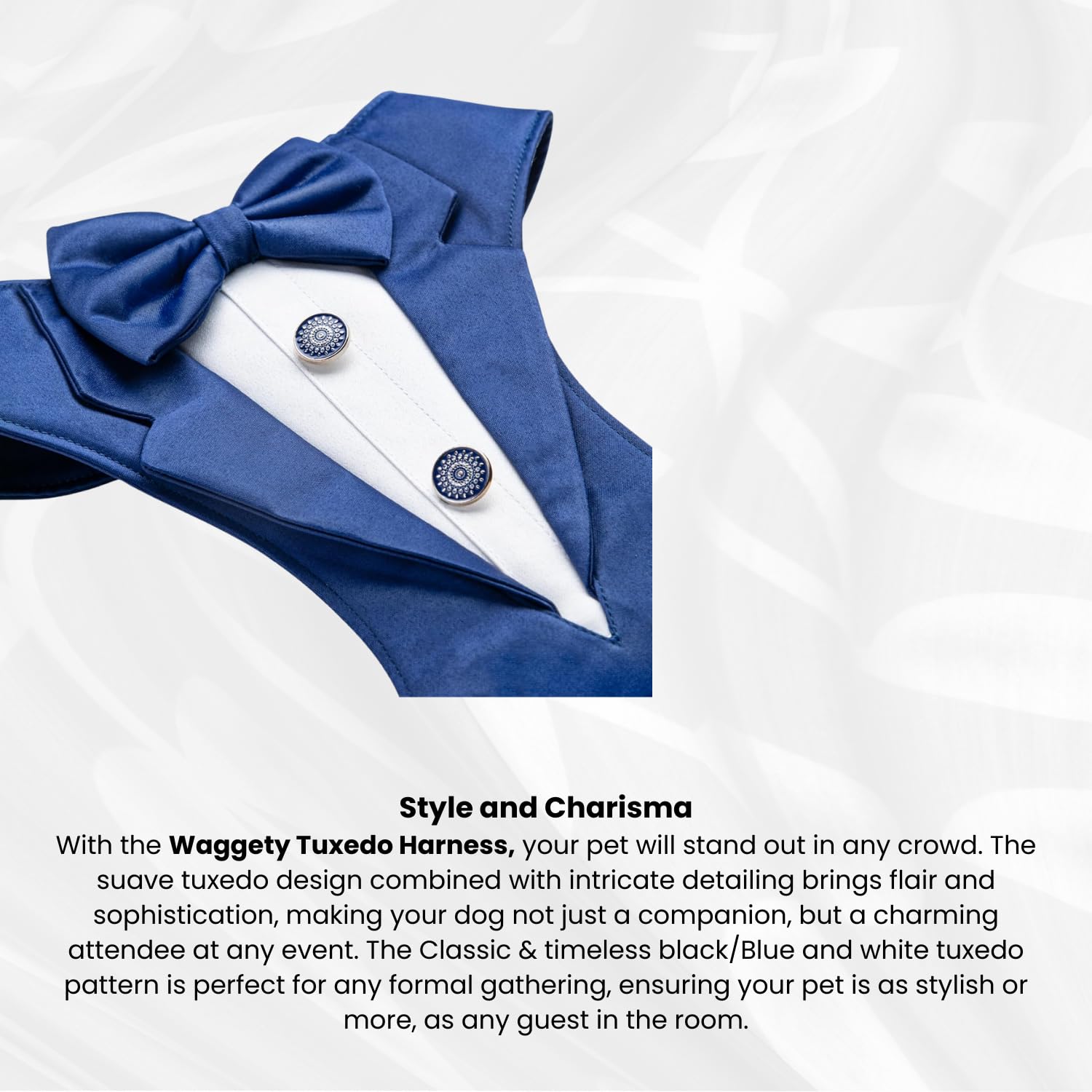 Waggety Tuxedo Dog Harness, (Blue & White)