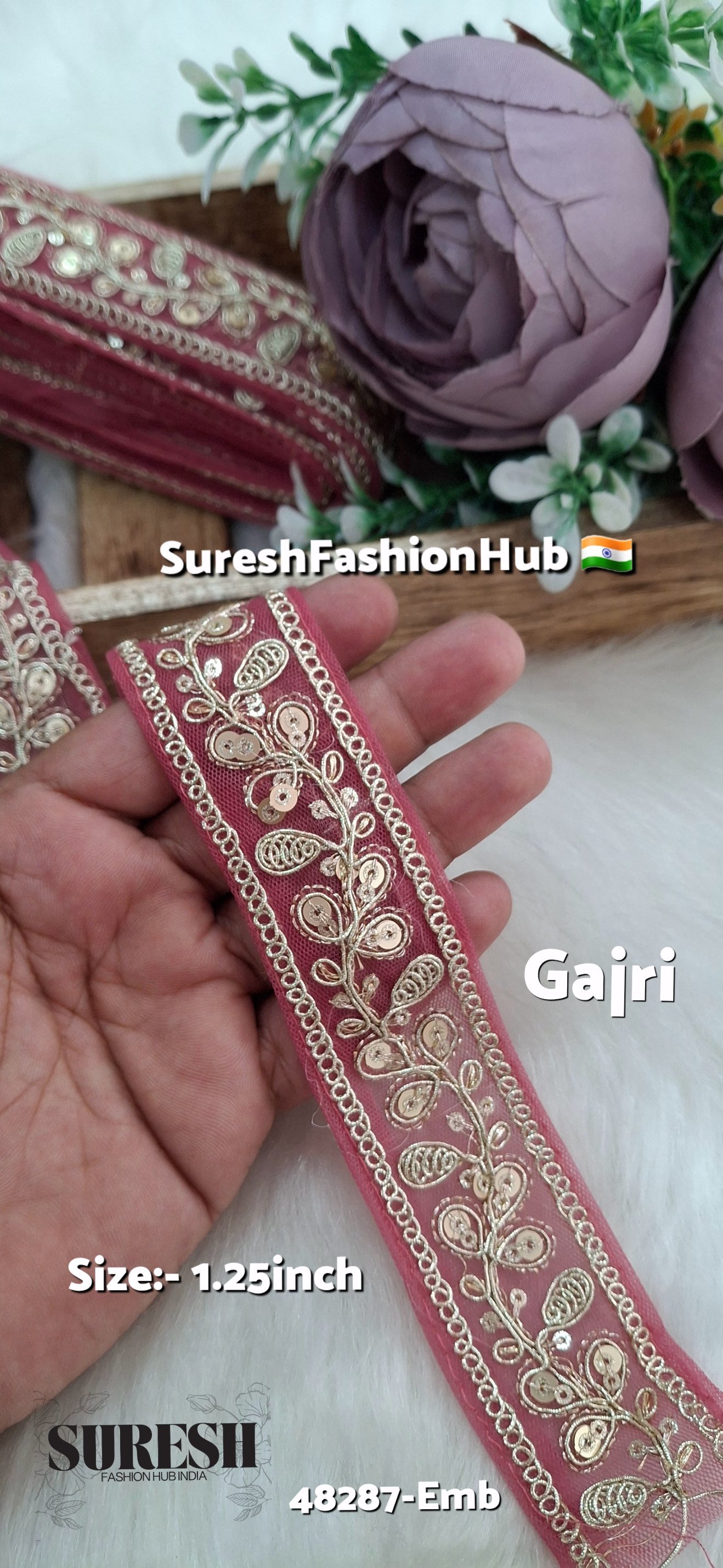 Gajri Pearl Dori Zari Embroidery Border Lace