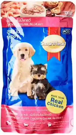 Smart Heart Pouch Wet Puppy Dog Food Chicken Chunk in Gravy, 130g