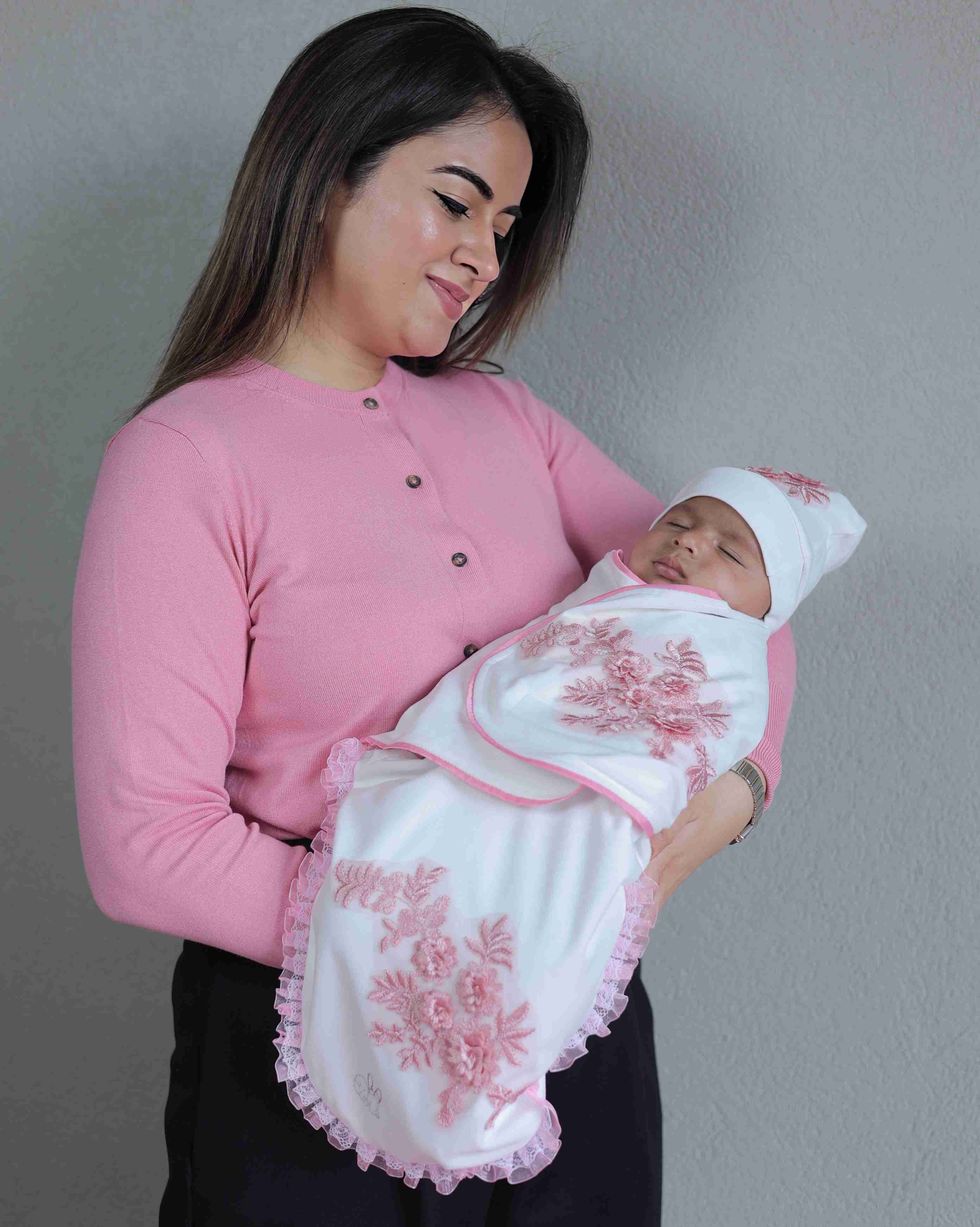 Pink Petal Swaddle Set