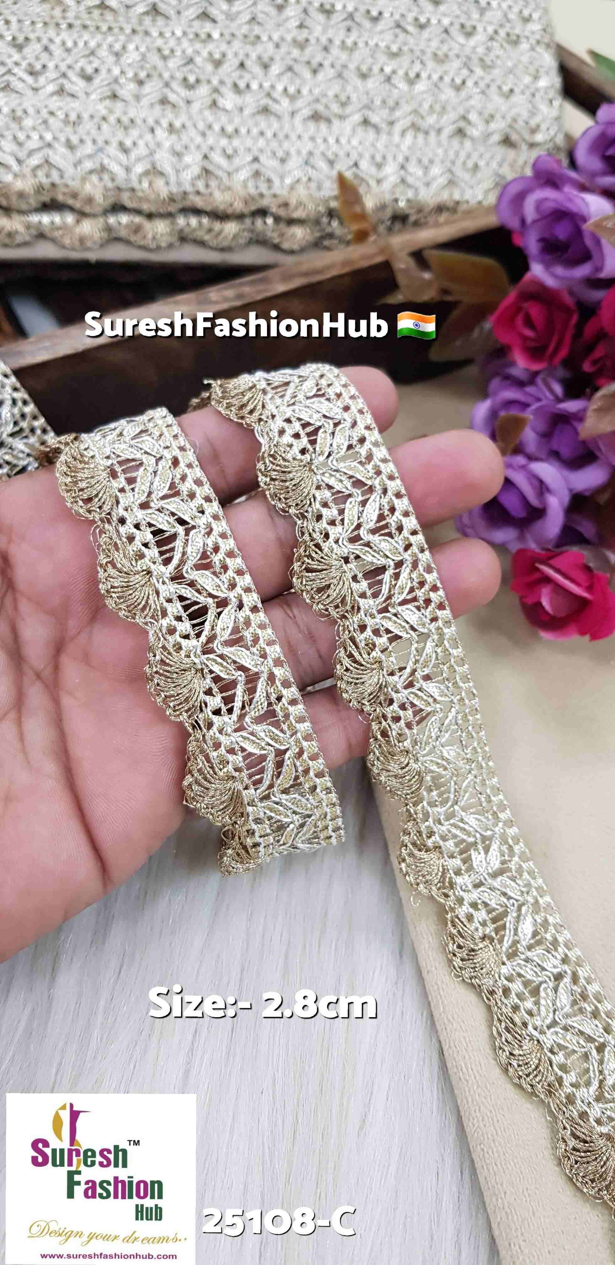 Light Pearl Jhalar Gota & Zari Lace