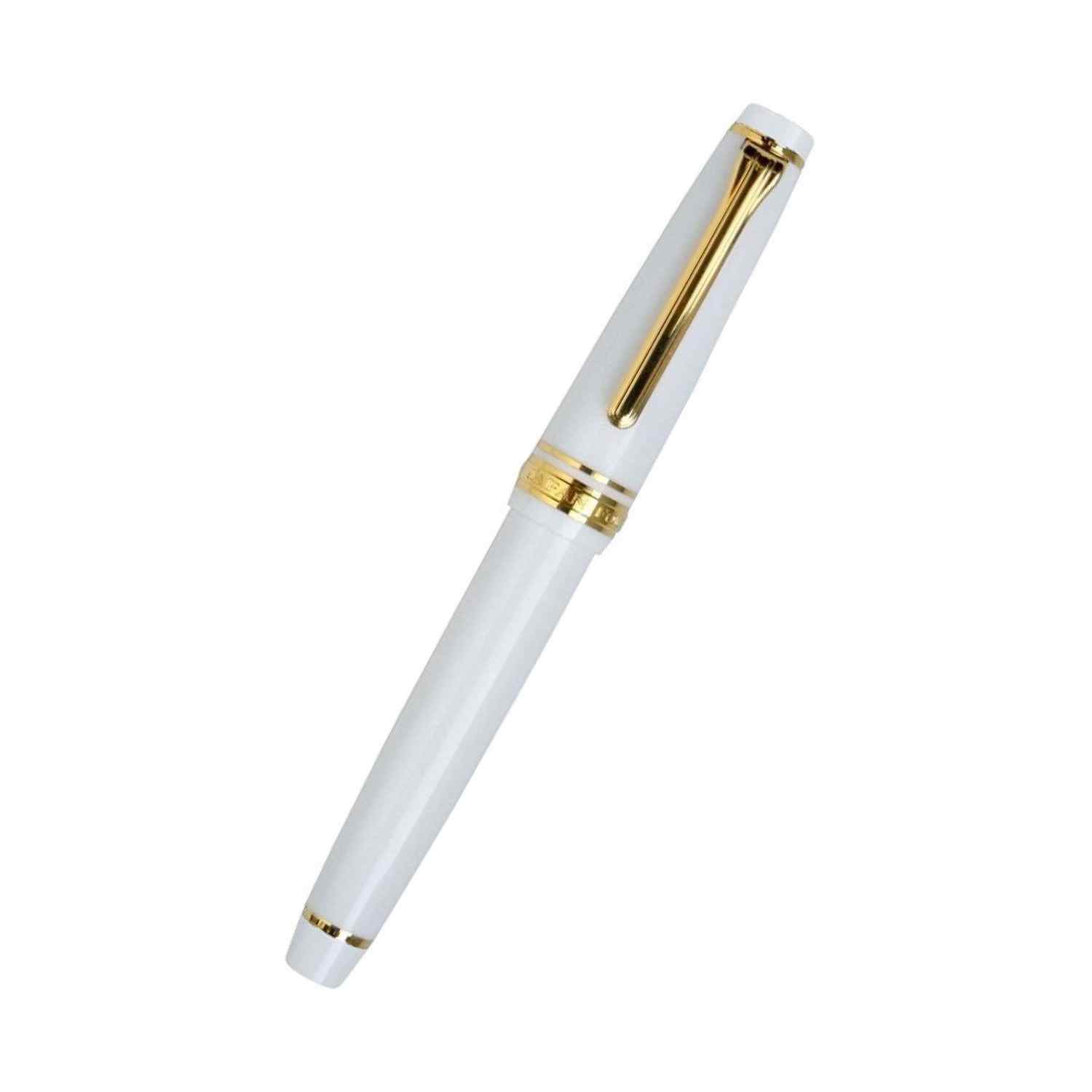 Sailor Professional Gear Slim Fountain Pen (14K Medium) White with Gold Trims