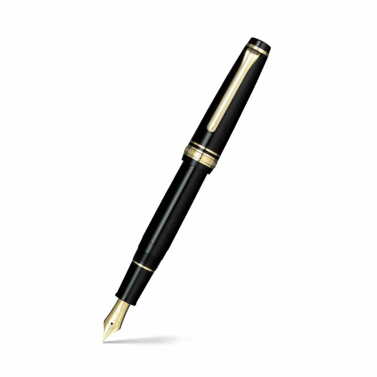 Sailor Professional Gear Slim Fountain Pen (14K Broad) Black with Gold Trims