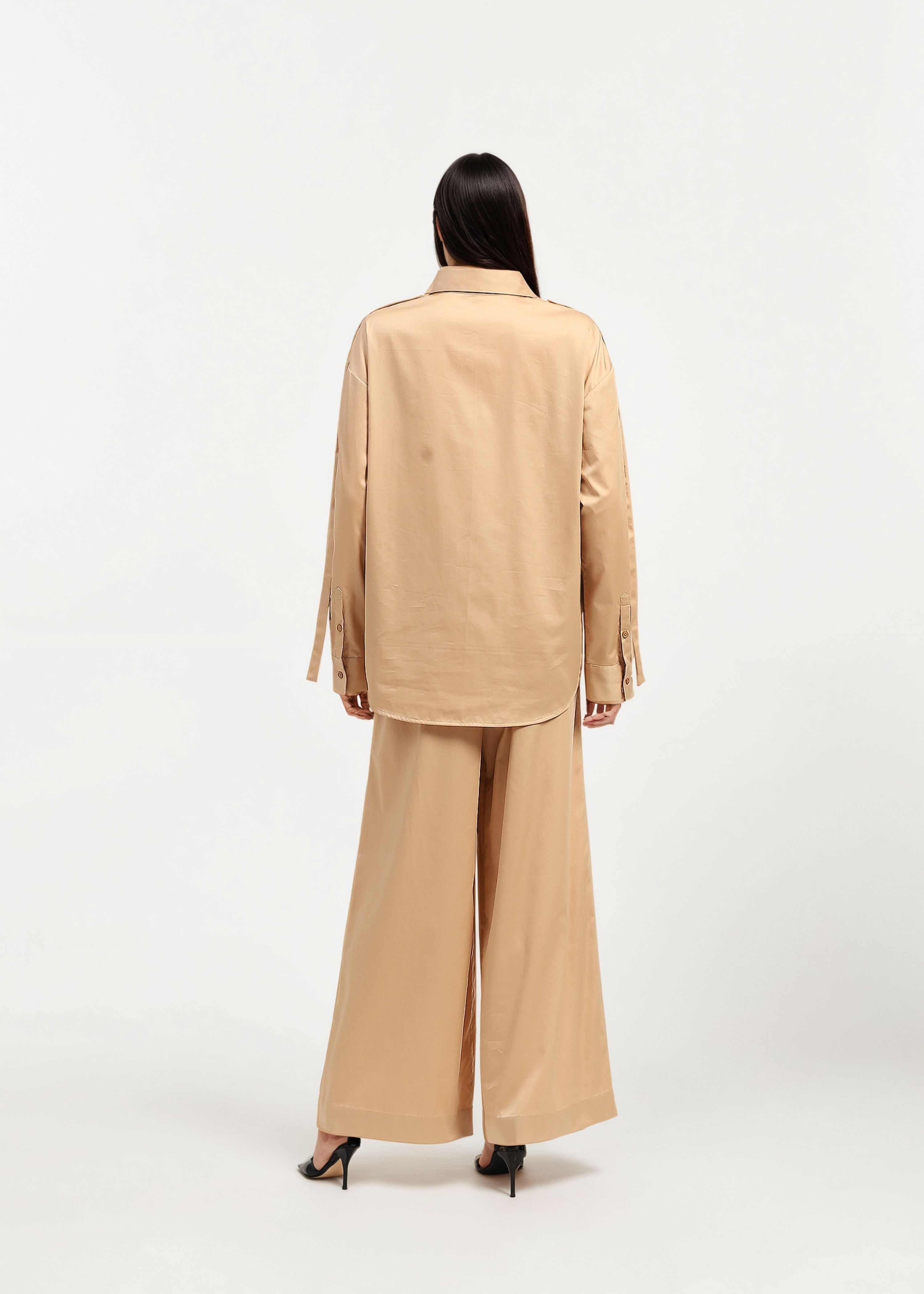 AKOK Brown Cotton Kurta Shirt and Trouser Co-ords