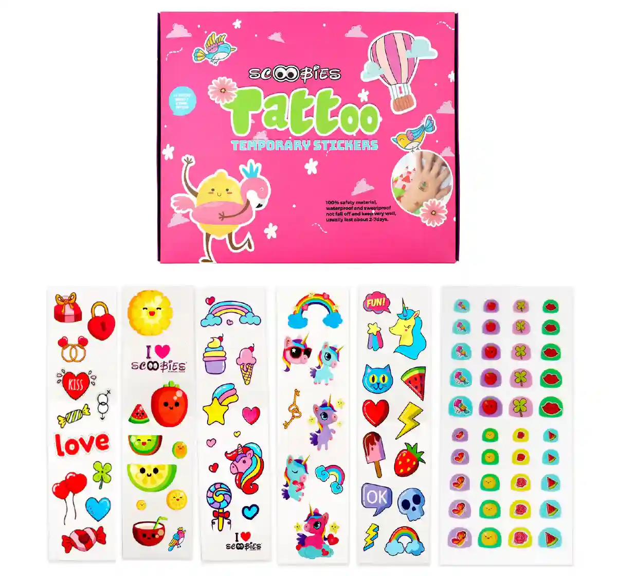 Scoobies Girls Tattoo Set of 10 Sheets Multicolour, 3Y+
