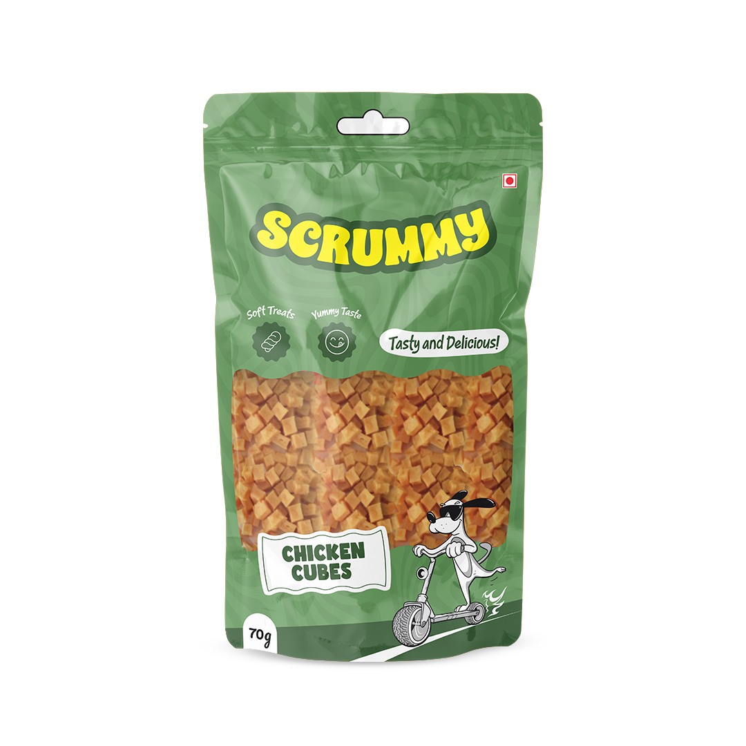 Scrummy Chicken Cubes Dog Treats 70g