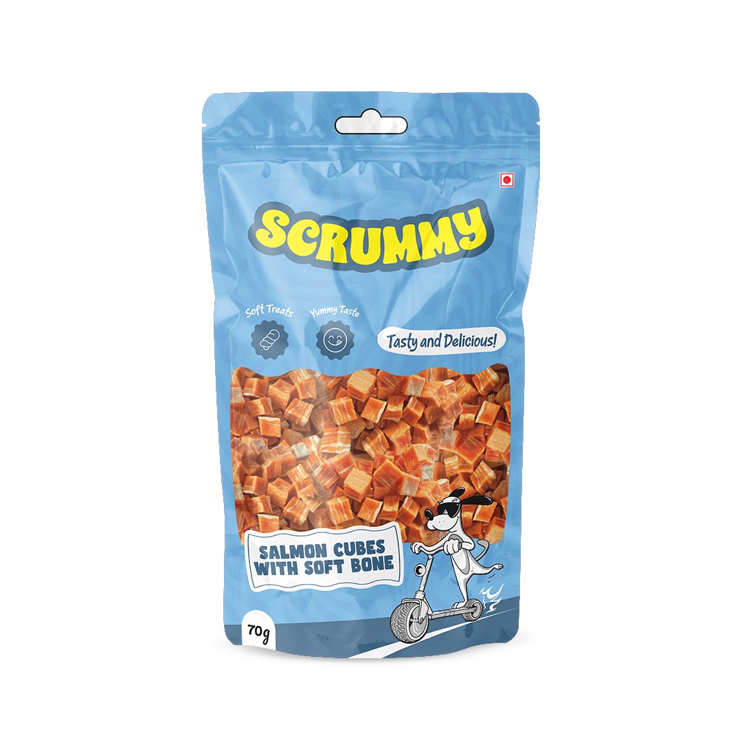 Scrummy Salmon Cubes with Soft Bone Dog Treats 70g