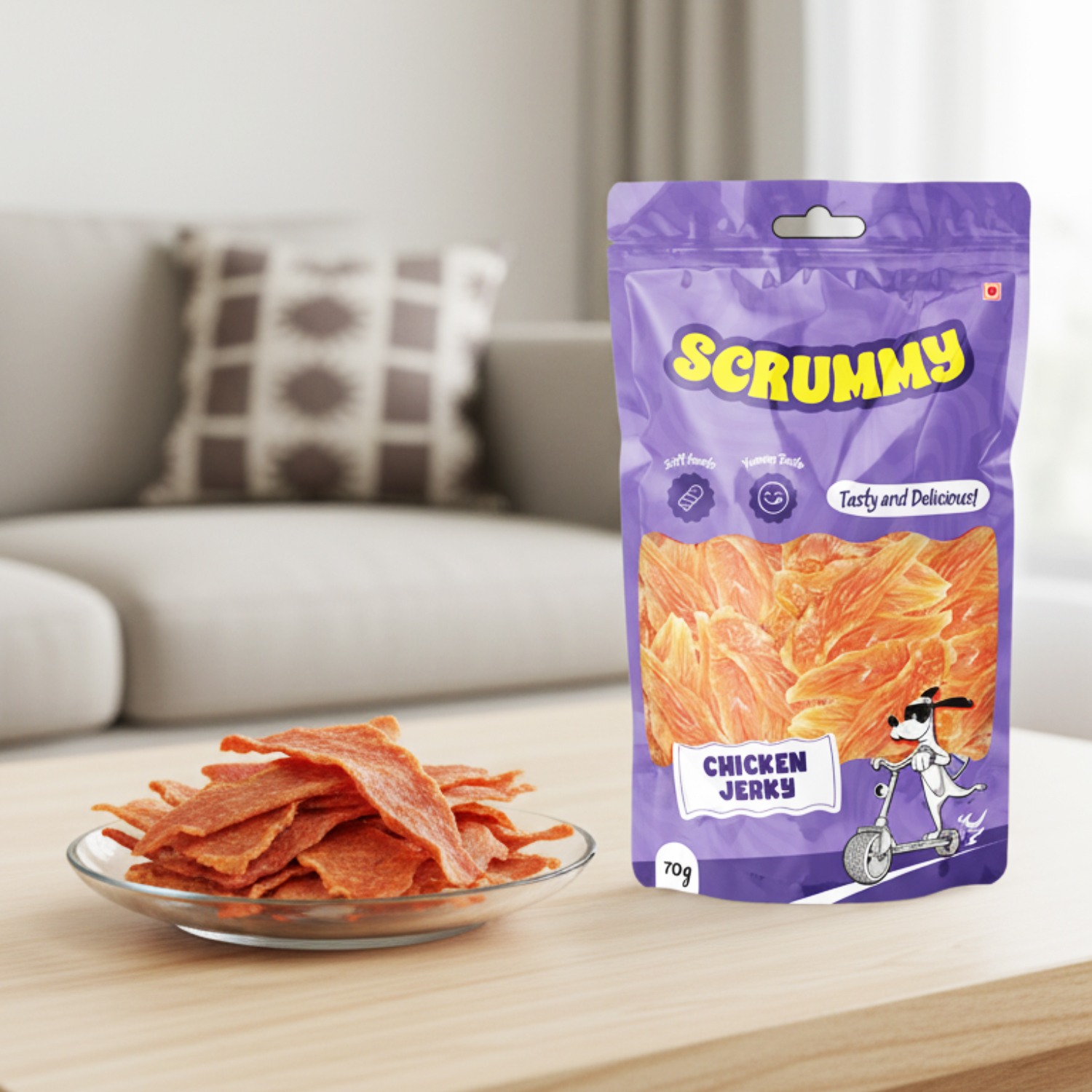 Scrummy Premium Chicken Jerky Dog Treats 70g