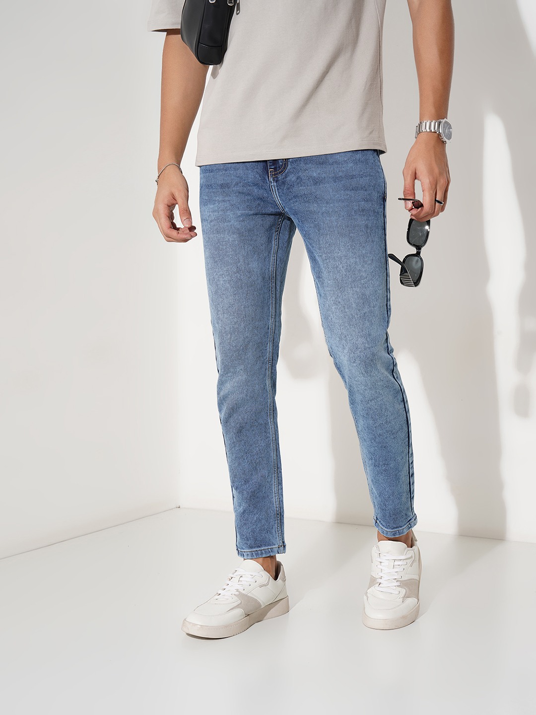 Blue Acid Wash Skinny Fit Ankle Length Jeans