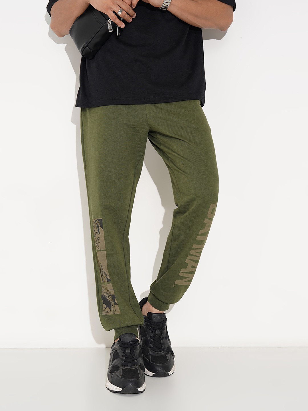 Olive Batman Graphic Casual Track Pants