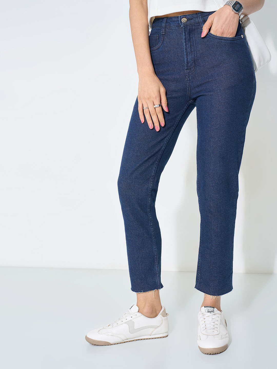 Dark Blue Washed Tapered Fit Jeans