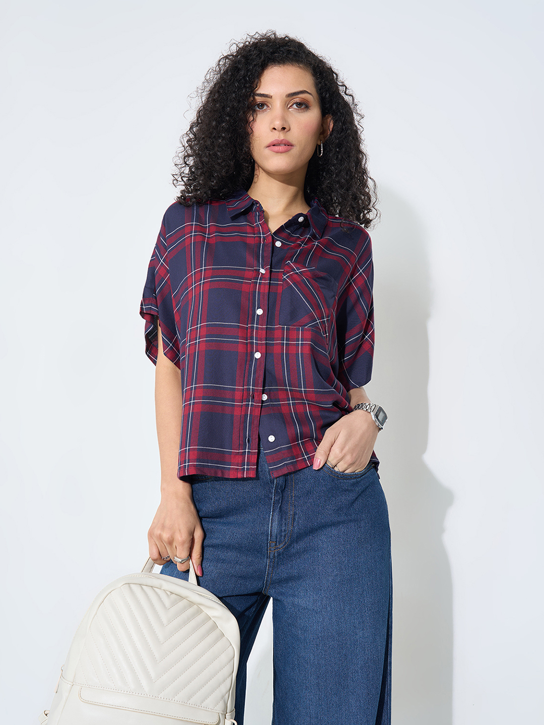 Navy Relaxed Check Shirt