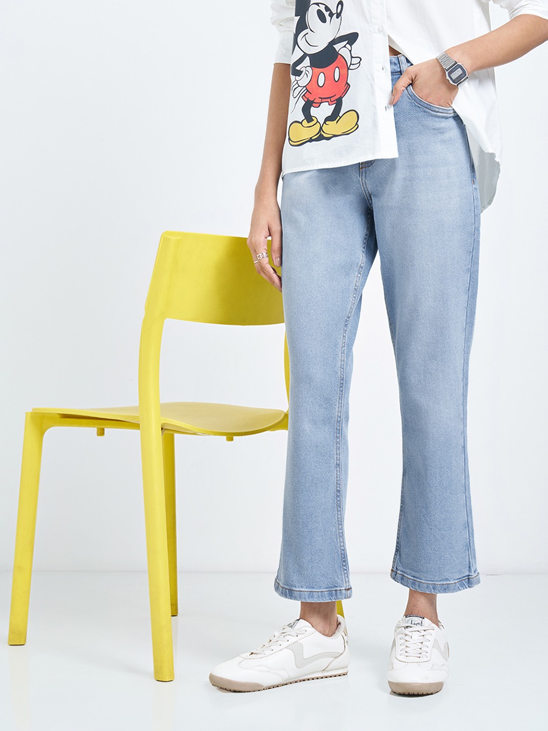 Light Blue Washed Tapered Jeans