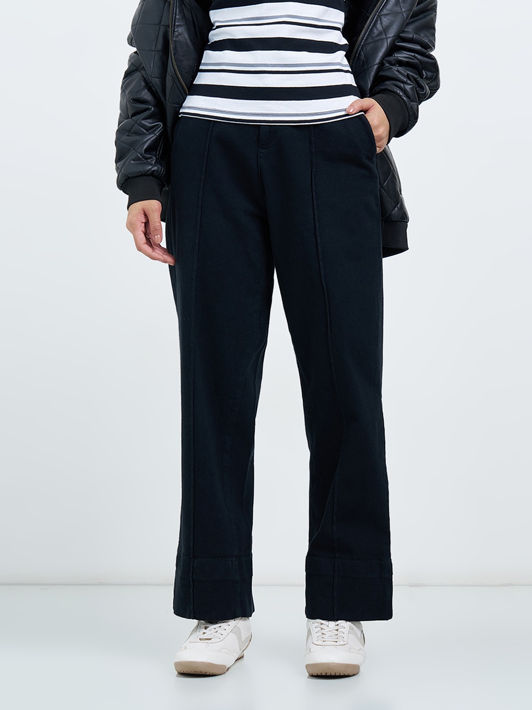 Black Dark Wash Wide Leg Jeans