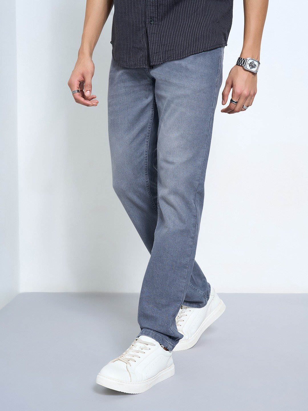 Grey Washed Slim Fit Jeans