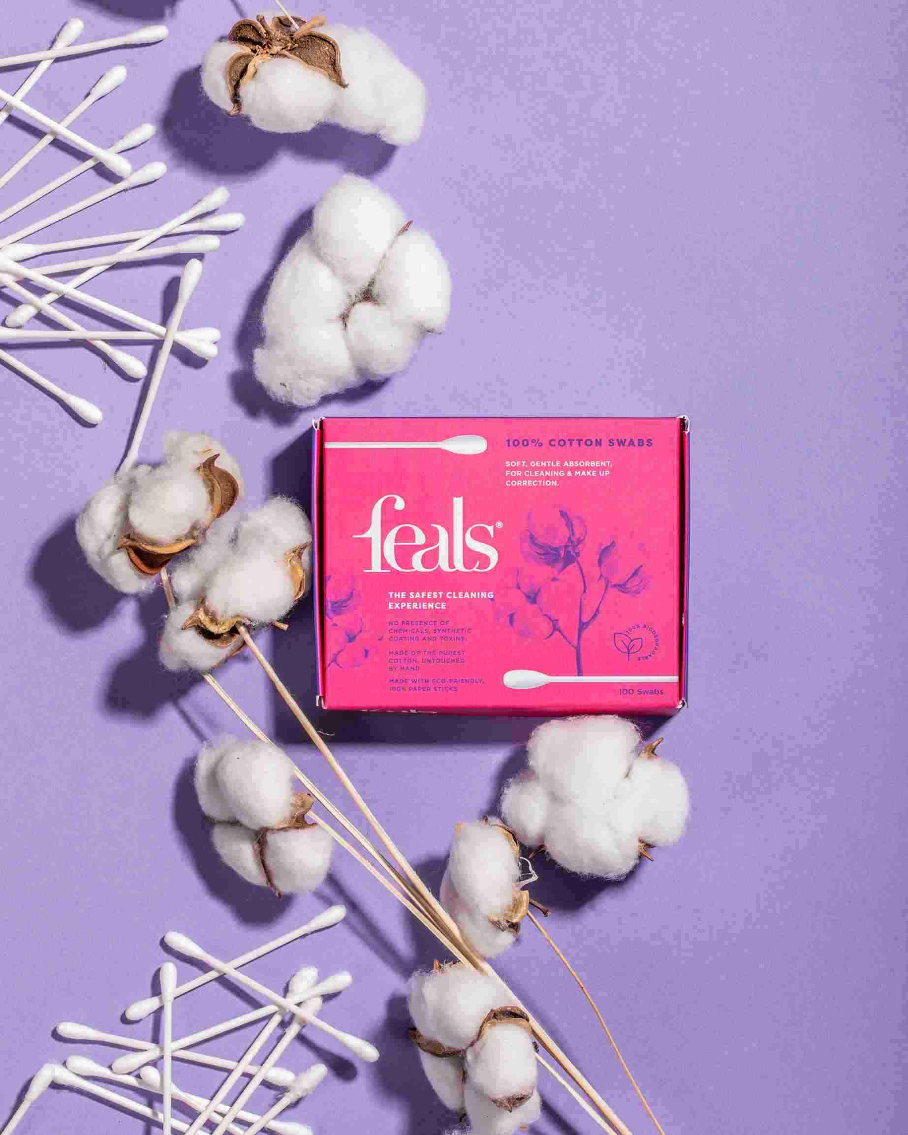 Cotton EarBuds, Cotton Swabs, Eco-Packaged, Chemical Free, Biodegradable | 100 Paper Stem, 200 Cotton Swabs Per Pack (Pack of 6) - 600 Sticks, 1200 Swabs