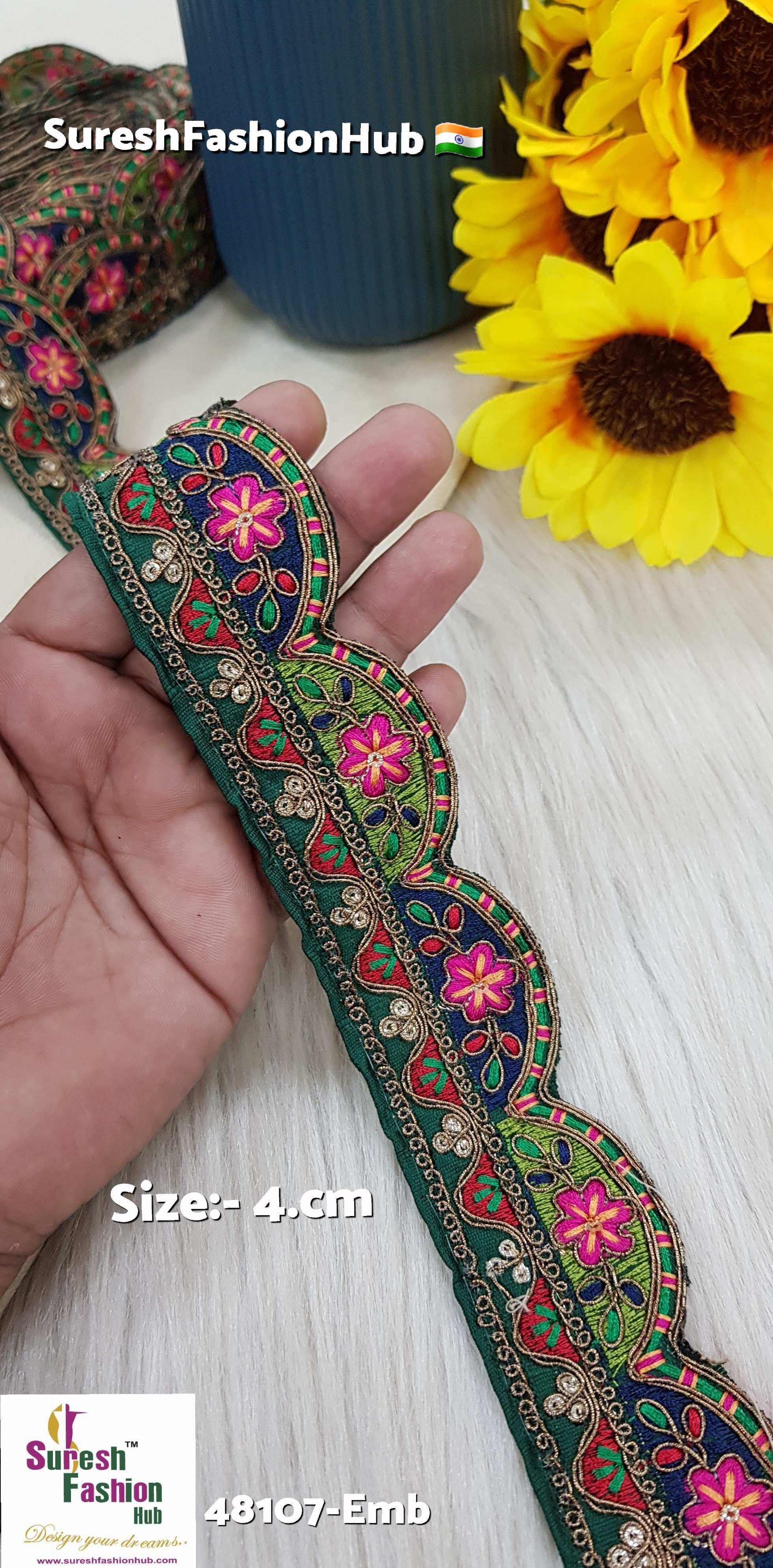 Bottle Green Torani-Inspired Floral Dupatta Lace