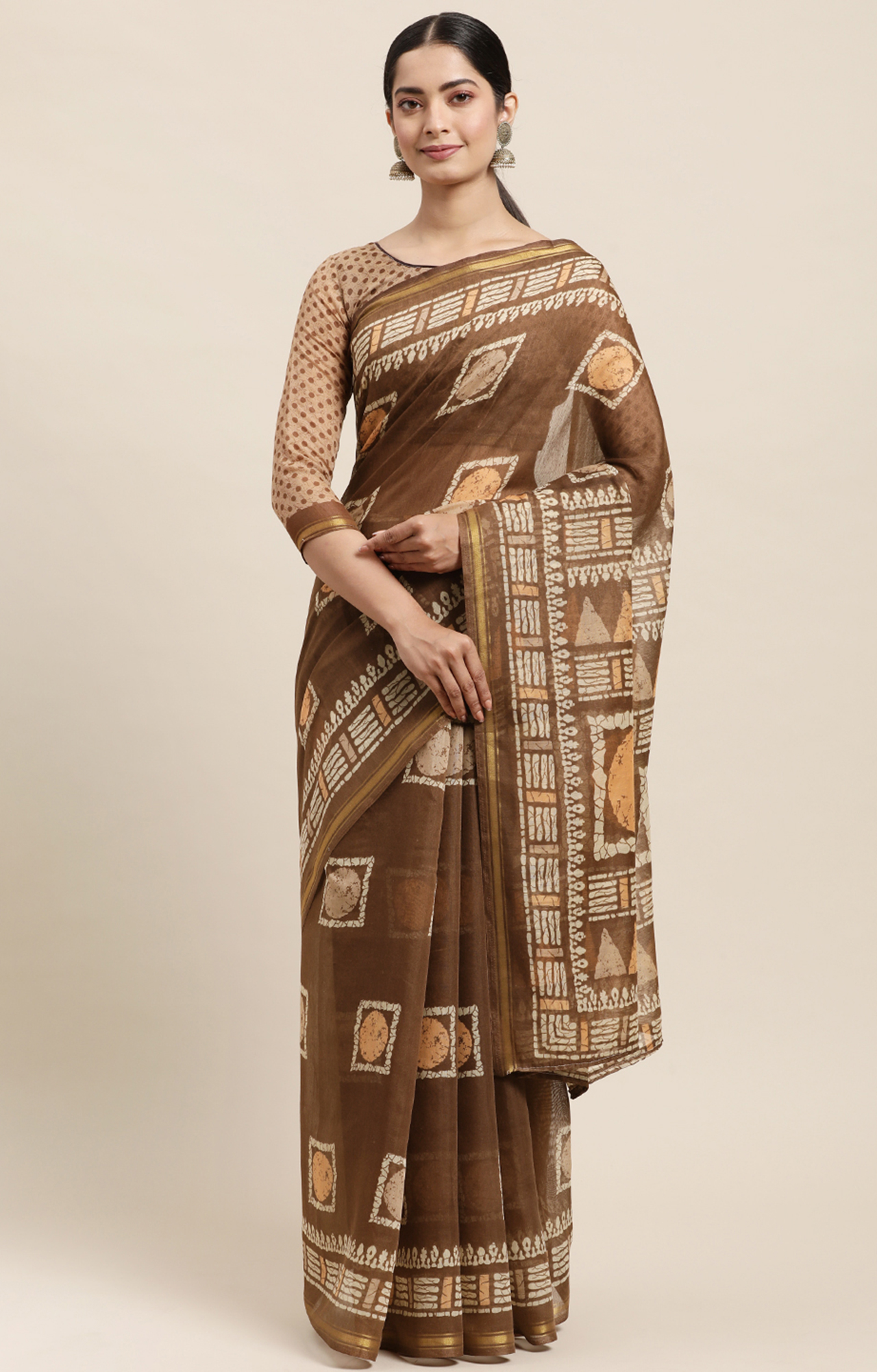 Buy Yellow Linen Blend Saree Festive Wear Online at Best Price | Cbazaar