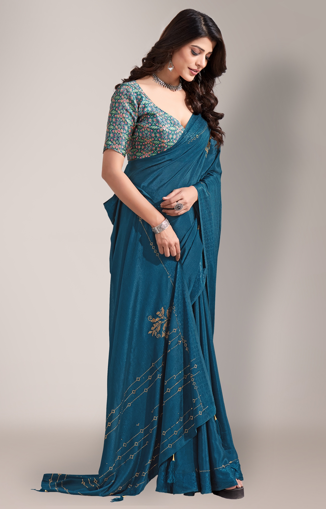 Saroj Sayraa Rasal Net with full-body Cristal work and Swarovski border  lace Sarees at Wholesale Rate