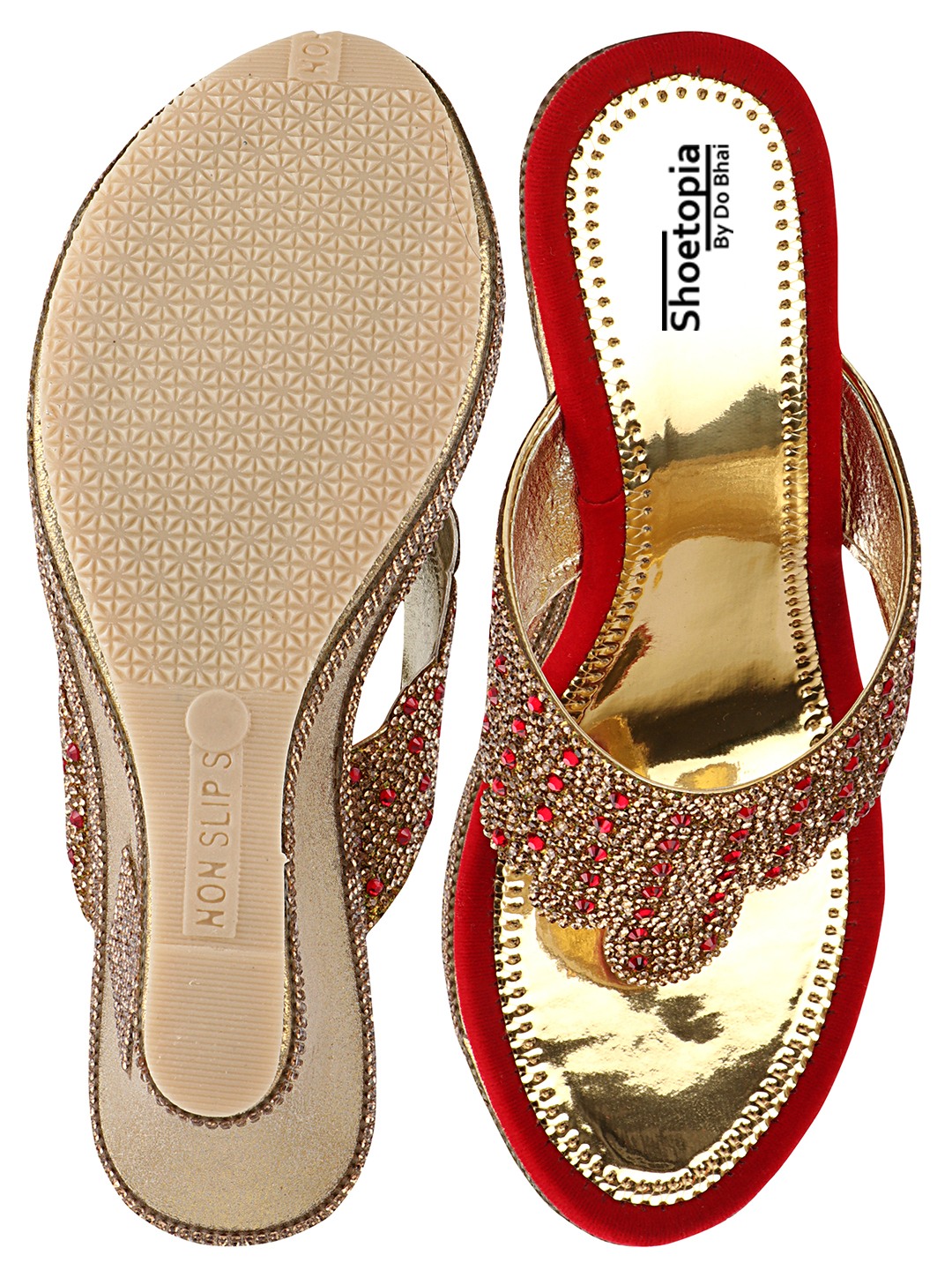 Shoetopia Women Red Embellished Sandals