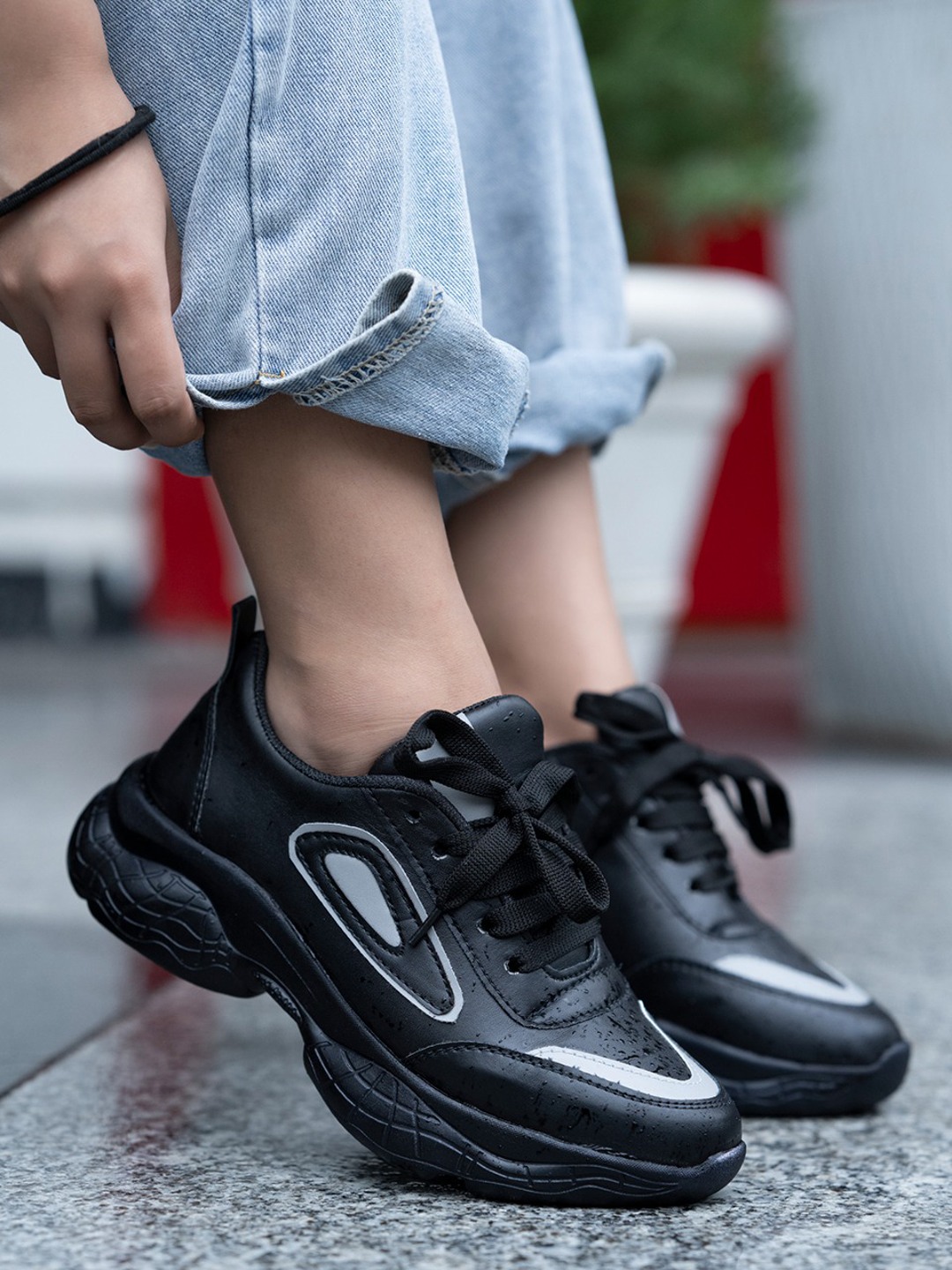 Womens black leather walking shoes clearance
