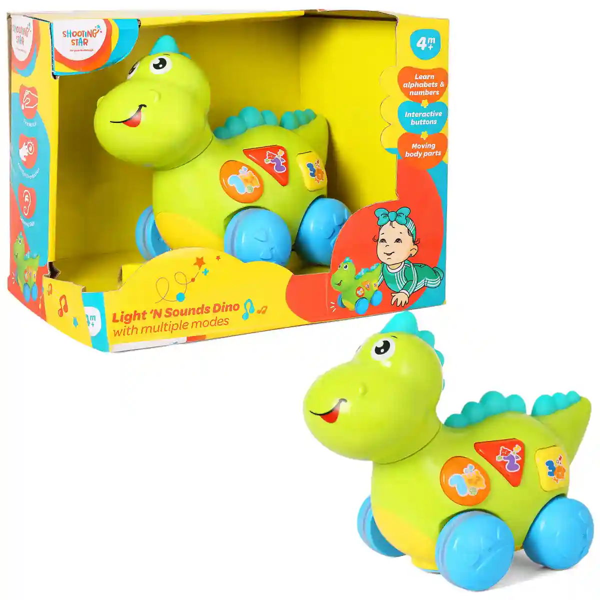 Shooting Star Light & Sound Learning Dino Activity Toys, 4M+, Multicolour