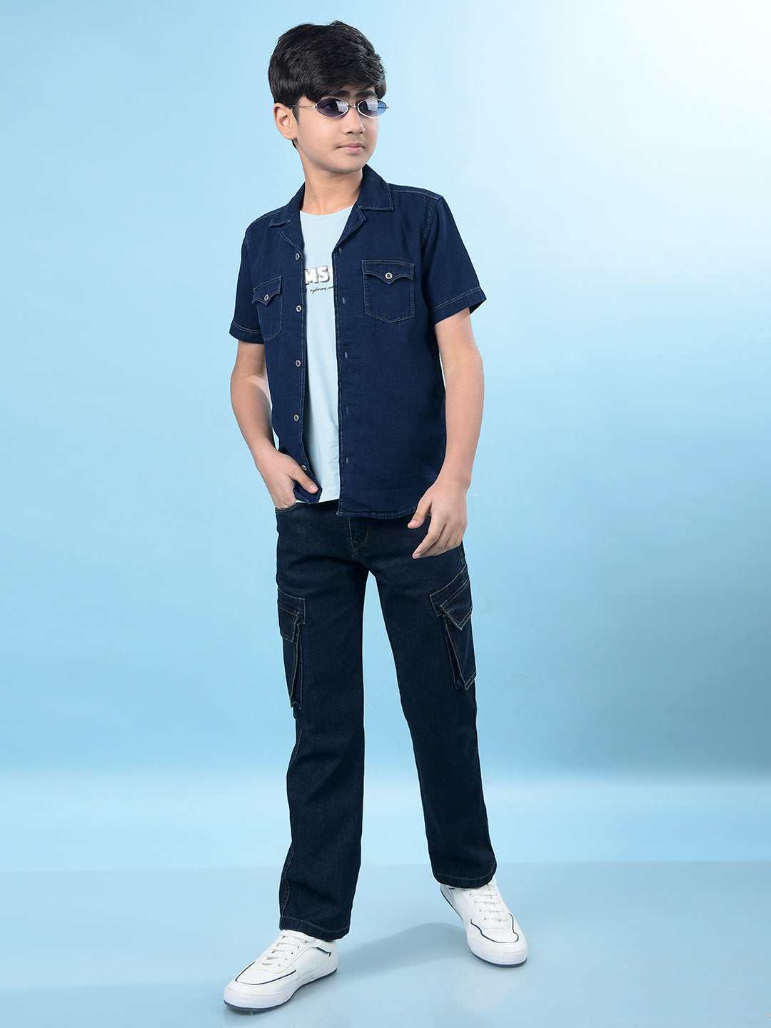 CRIMSOUNE CLUB BOYS DENIM SHIRT