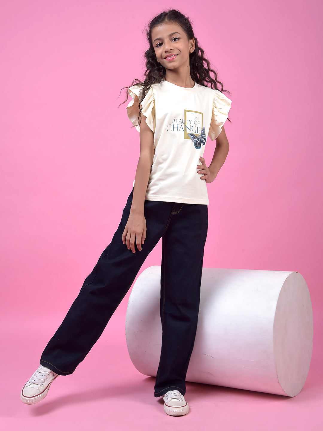 CRIMSOUNE CLUB GIRLS T-SHIRT CREAM