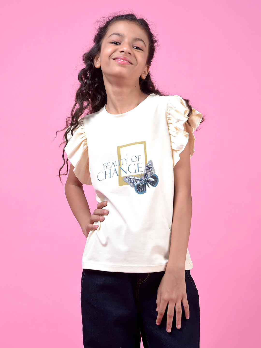 CRIMSOUNE CLUB GIRLS T-SHIRT CREAM