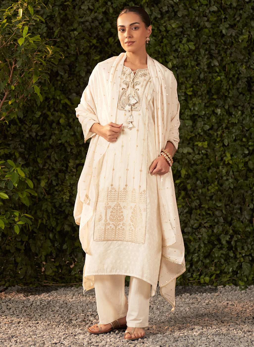 LAKSHITA LADIES WESTERN KURTI 3PCS SET LK04189 12 IVORY