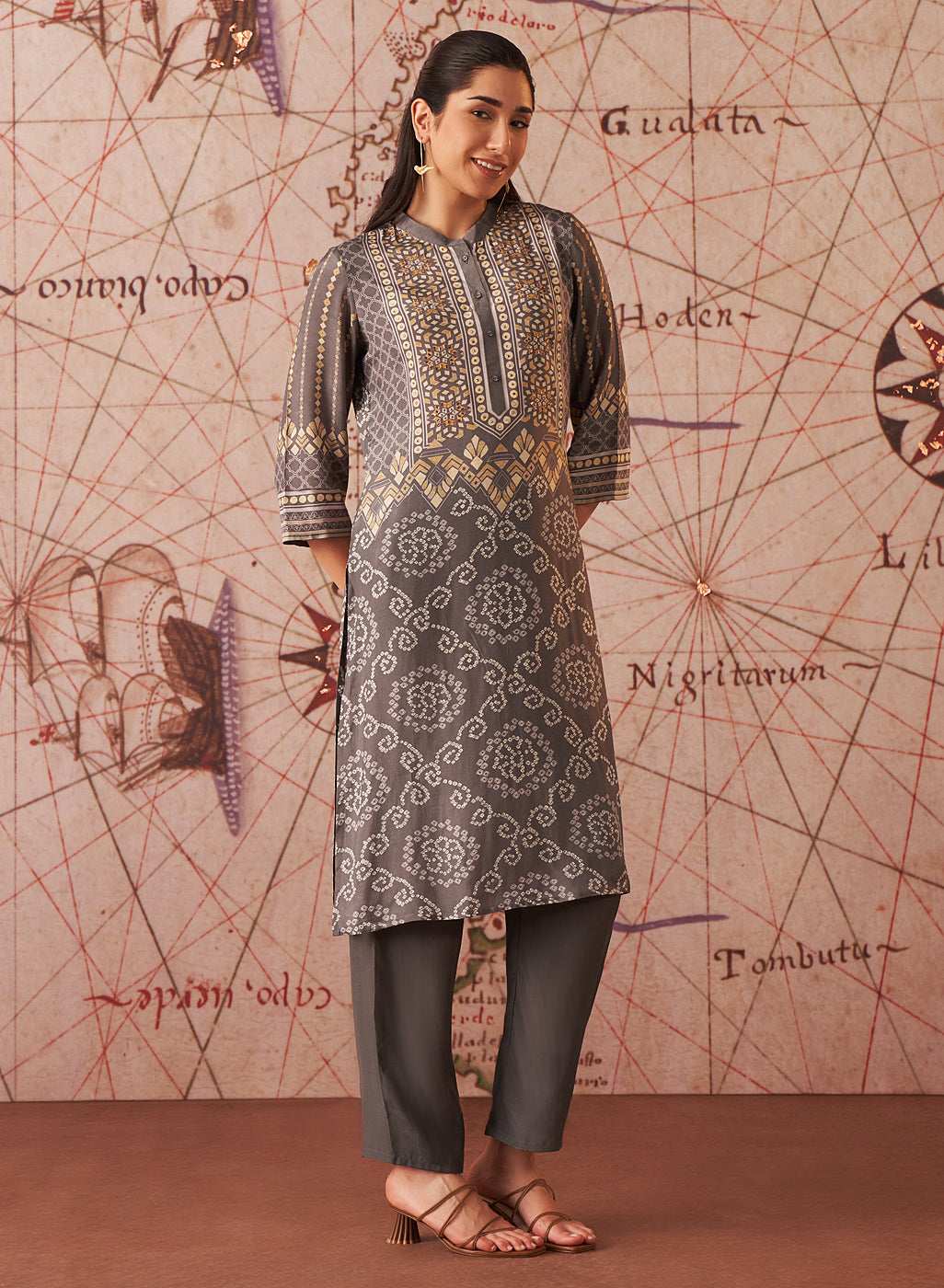 LAKSHITA LADIES WESTERN KURTI 3PCS SET LK04640 15 GREY
