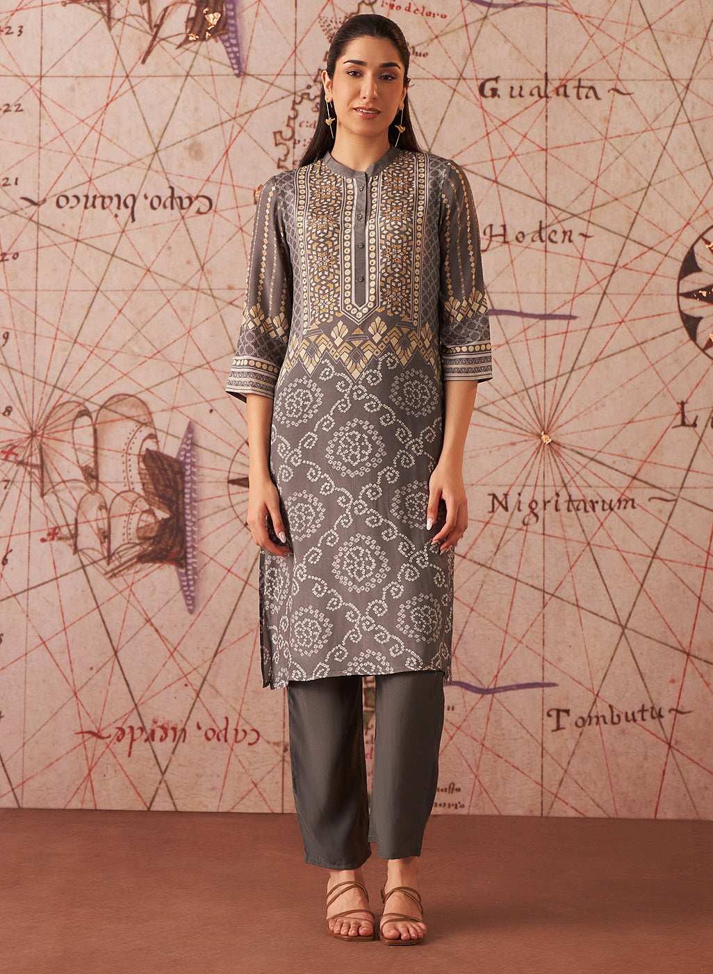 LAKSHITA LADIES WESTERN KURTI 3PCS SET LK04640 15 GREY