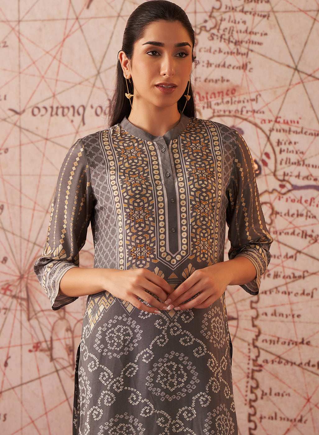 LAKSHITA LADIES WESTERN KURTI 3PCS SET LK04640 15 GREY