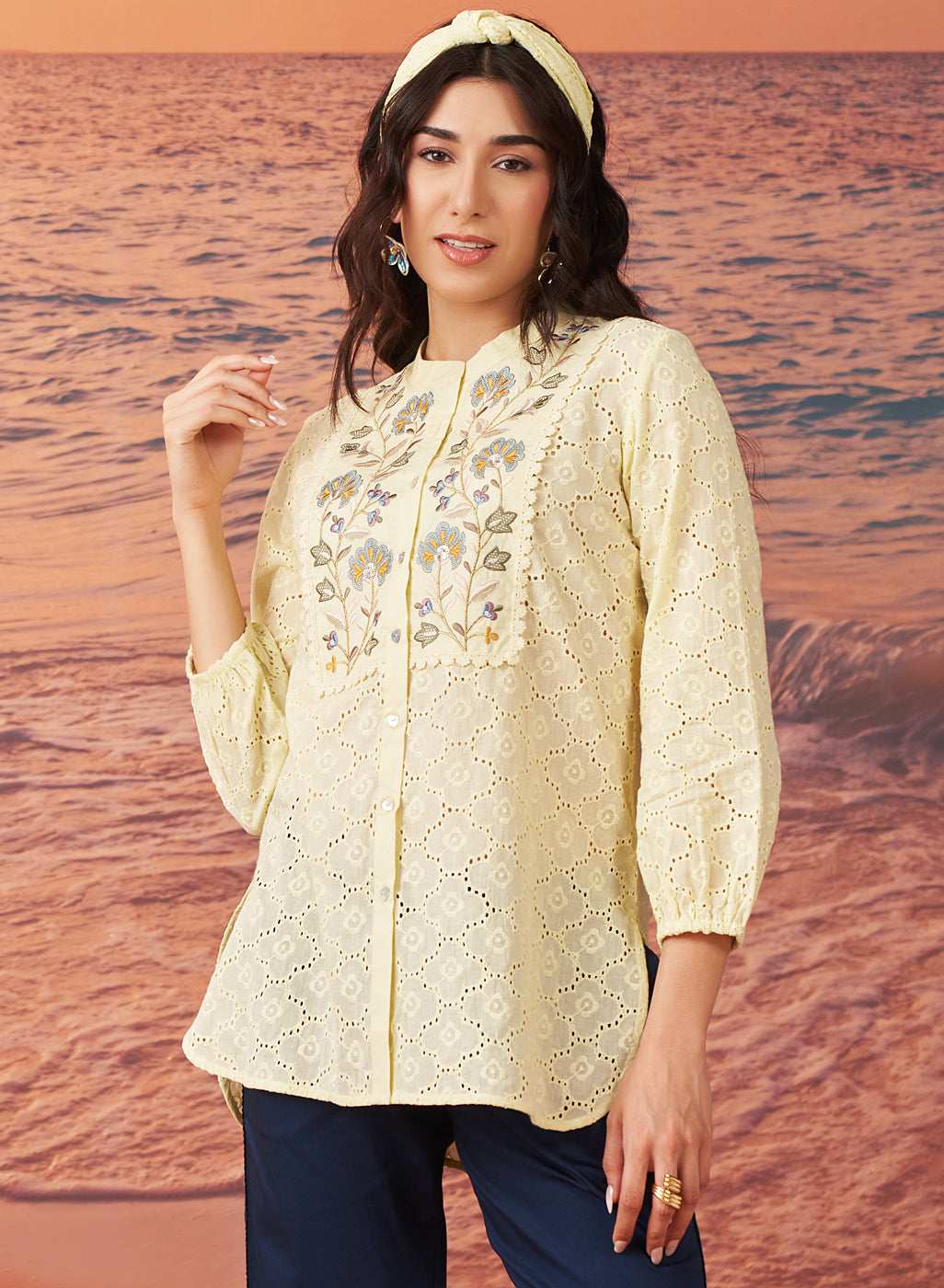 LAKSHITA LADIES WESTERN TOP H/S LK04677 2 YELLOW