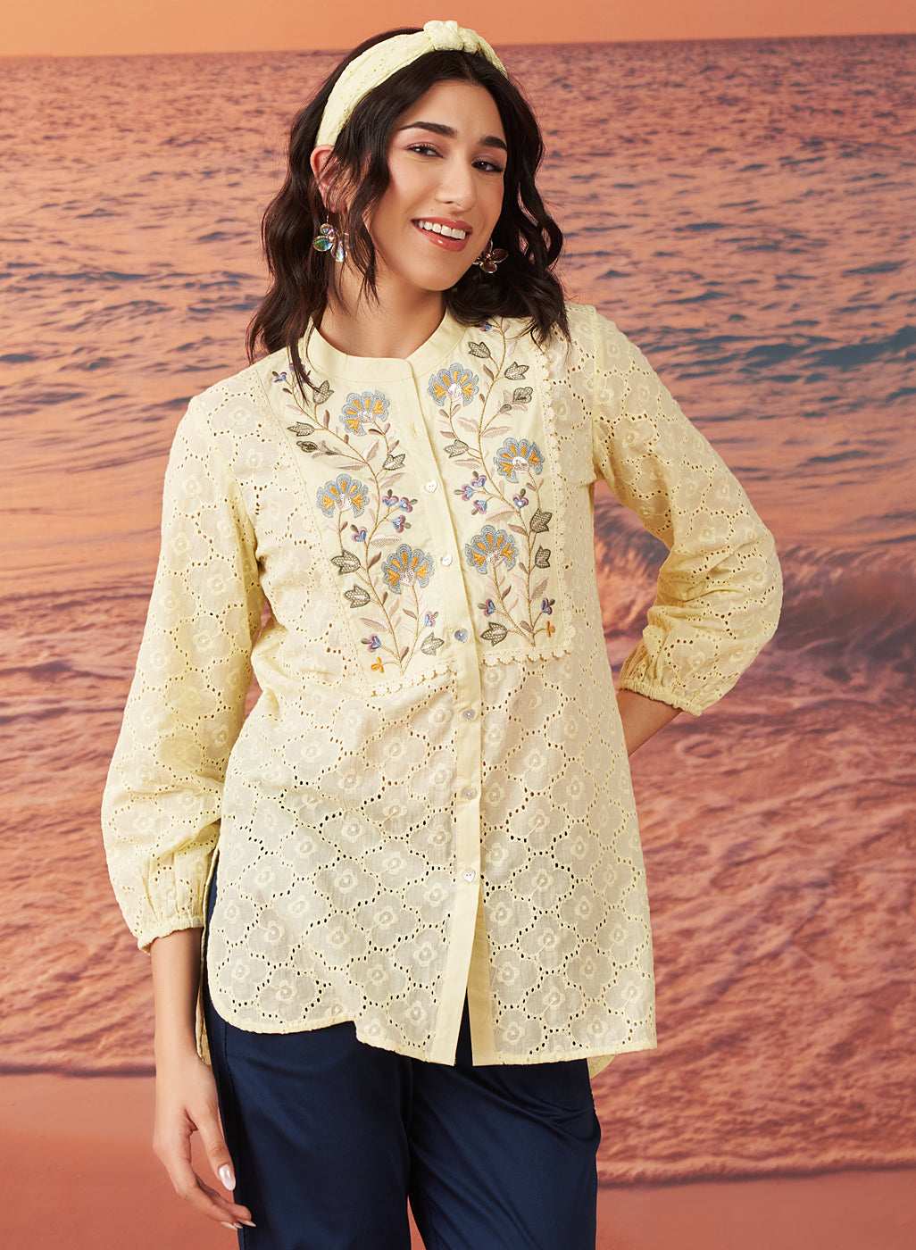 LAKSHITA LADIES WESTERN TOP H/S LK04677 2 YELLOW