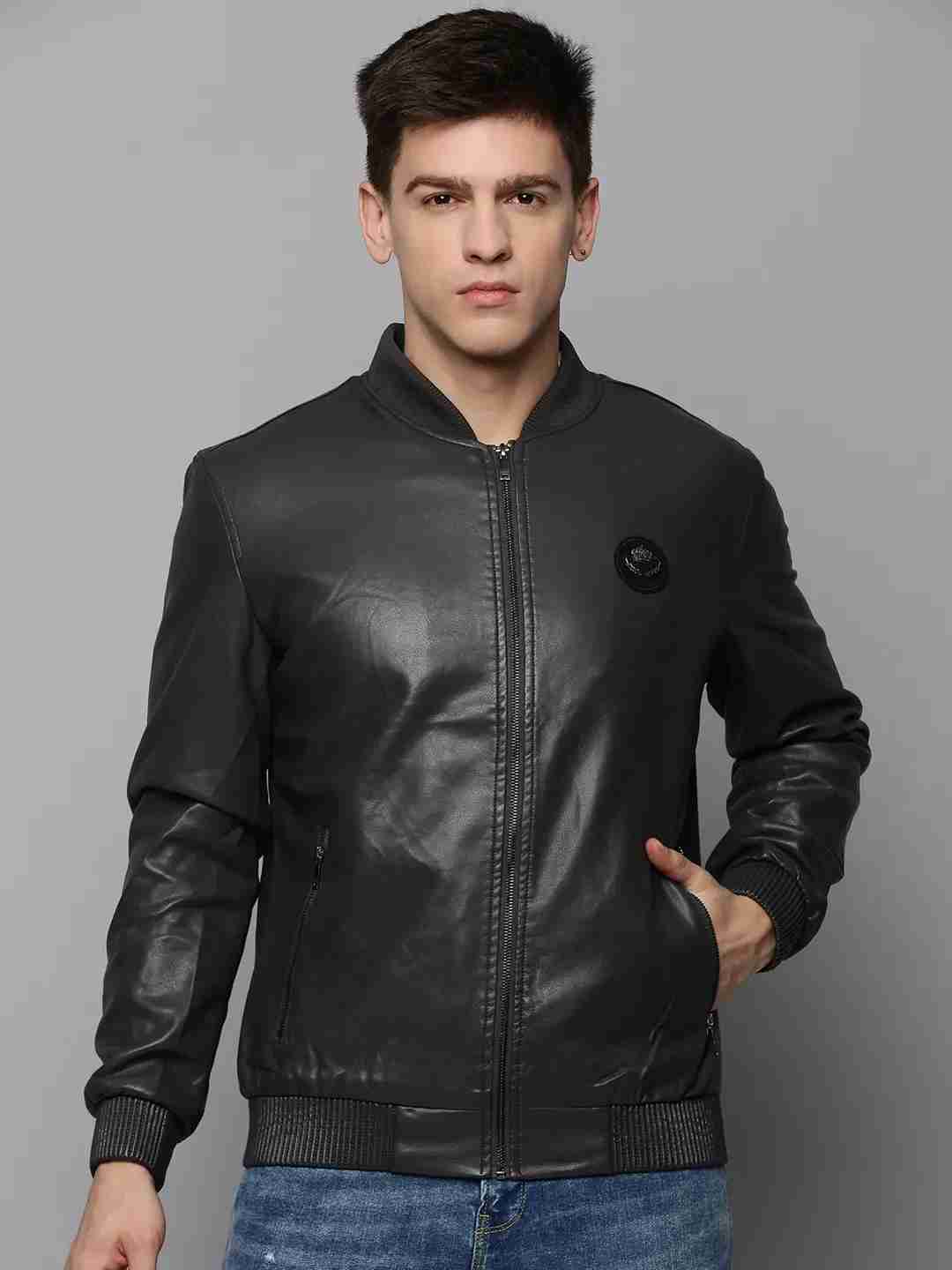 SHOWOFF Men Grey Solid Mandarin Collar Full Sleeves Jacket