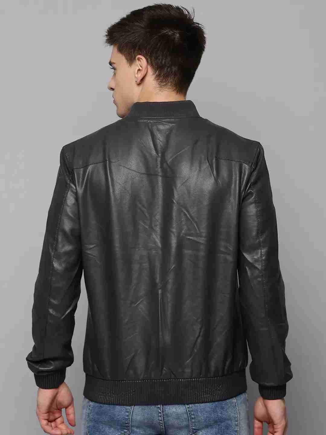 SHOWOFF Men Grey Solid Mandarin Collar Full Sleeves Jacket